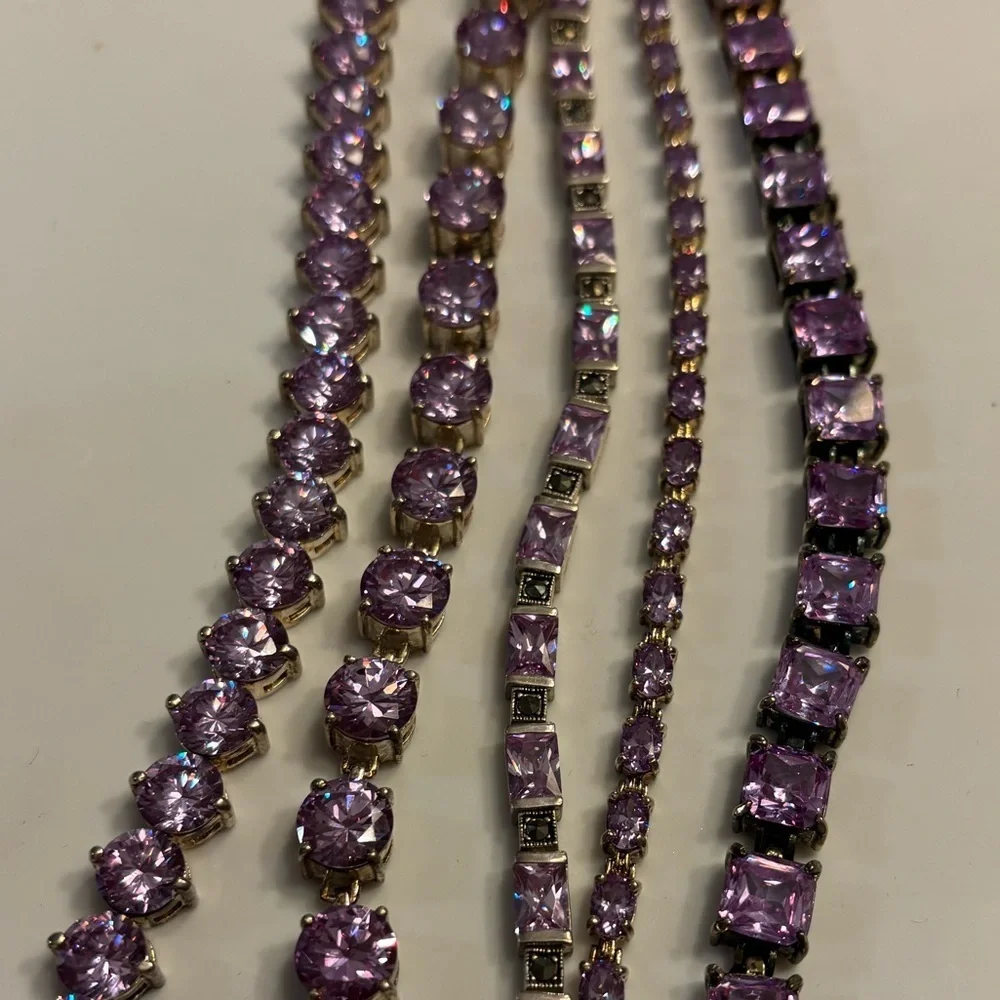 Sterling Silver .925 Lavender Amethyst CZ Tennis Bracelet – 7